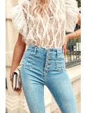 Fitted high-waisted denim pants 6169 - Online store - Boutique